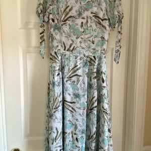 A new day floral aqua blue midi dress